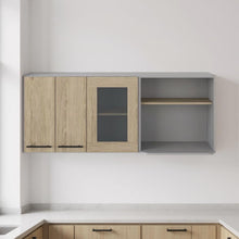 Load image into Gallery viewer, 24" Wood Wall Mounted Kitchen Cabinet With Three Doors - Gray And Natural