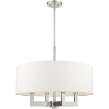 Load image into Gallery viewer, 22'' Four Light Dimmable Chandelier With Shades - Nickel