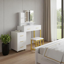 Load image into Gallery viewer, 32" Wood Lighted Vanity Five Drawer Dresser - White