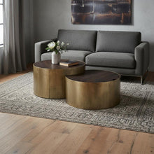 Load image into Gallery viewer, Round Wood Nesting Coffee Tables (Set of 2) - Gold