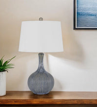 Load image into Gallery viewer, Ceramic Round Table Lamp With Empire Shade - Stone White