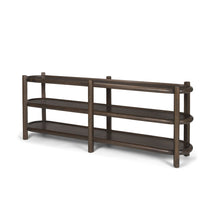 Load image into Gallery viewer, 80" Solid Wood Oval Six Leg Console Table With Two Shelves - Brown