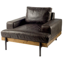 Load image into Gallery viewer, Faux Leather Distressed Club Chair - Black