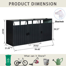 Load image into Gallery viewer, Garbage Bin Shed Stores 2 Trash Cans Metal Outdoor Bin Shed For Garbage Storage, Stainless Galvanized Steel, Bin Shed For Garden Yard Lawn