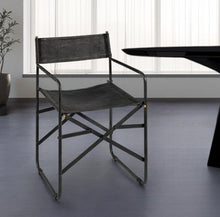 Load image into Gallery viewer, Leather Open Back Dining Arm Chair - Black