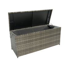 Load image into Gallery viewer, Outdoor Storage Box, Wicker Patio Deck Boxes With Lid, Outdoor Cushion Storage For Kids Toys, Pillows, Towel, Wicker