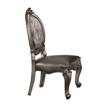 Load image into Gallery viewer, Upholstered Faux Leather Solid Wood King Louis Back Dining Side Chairs (Set of 2) - Silver