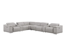 Load image into Gallery viewer, Leather Modular L Shaped Eight Piece Corner Sectional With Console - Ash / Gray