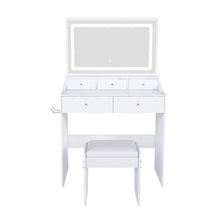 Load image into Gallery viewer, 30" Wood Lighted Vanity Five Drawer Dresser - White