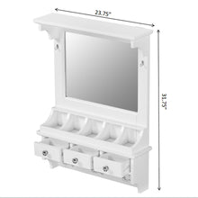 Load image into Gallery viewer, Floating Makeup Vanity With Big Mirror, Wall Mounted Storage Vanity With Drawers, Pockets & Hooks, Space Saving Decorative Home Organizer - White