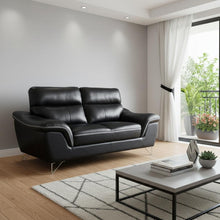 Load image into Gallery viewer, Love Seat Faux Leather - Black / Silver