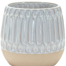 Load image into Gallery viewer, Ribbed Round Porcelain Table Vase (Set of 2) - Beige / White