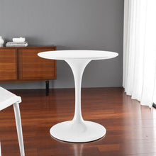Load image into Gallery viewer, 32" Rounded Fiberglass And Metal Pedestal Base Dining Table - White
