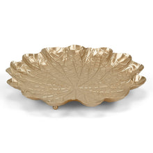 Load image into Gallery viewer, 12" Metal Handmade Leaf Trinket Tray - Gold