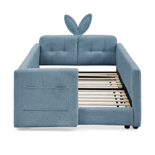 Load image into Gallery viewer, Cute Rabbit Ear Upholstered Platform Bed Frame With Safety Rail