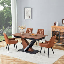 Load image into Gallery viewer, Dining Table, Scratch Resistant, Cross Geometric Legs For Kitchen & Dining Room - Dark Walnut