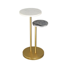 Load image into Gallery viewer, Marble Iron Round Pedestal End Table - Black / White / Gold