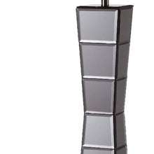 Load image into Gallery viewer, Glass Tower Table Lamp With Beige Fabric Shade - Black