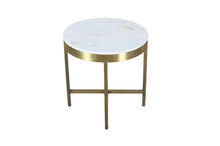 Load image into Gallery viewer, 20" Marble And Iron Round Cross Legs End Table - Brass