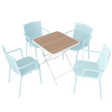 Load image into Gallery viewer, 4 Modern Stackable Plastic Armchair Matched With Folding Square Table