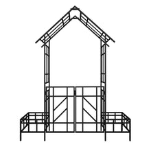 Load image into Gallery viewer, Garden Arch With Gate With Planter, Climbing Plants Support Outdoor - Black