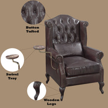 Load image into Gallery viewer, Pino - Vintage Top Grain Leather Accent Chair With 1 Toss Pillow - Brown
