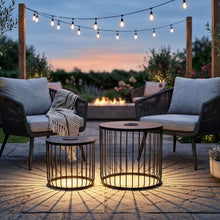 Load image into Gallery viewer, Solar Powered Nesting Side Table Set - Black