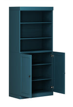 Load image into Gallery viewer, Adjustable Six Tier Library Bookcase With Two Doors - Teal Blue