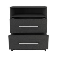 Load image into Gallery viewer, 15.7" x 14.7" x 19.9" Two Drawer Faux Wood Nightstand - Black