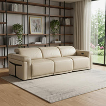 Load image into Gallery viewer, Top Grain Leather Reclining Metal USB Sofa (720427) - Beige