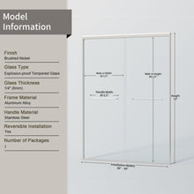 Load image into Gallery viewer, Double Sliding Shower Door, Semi-Frameless Bypass Bathroom Sliding Door With 1/4" (6 Mm) Tempered Glass For Walk-In Shower