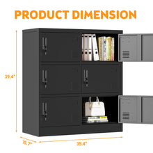Load image into Gallery viewer, 6 Door Employee Storage Locker, Lockers For Office, Gym, School, And Home With Card Slot - Black