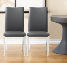 Load image into Gallery viewer, Upholstered Faux Leather Dining Side Chairs (Set of 2) - Dark Gray