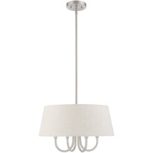 Load image into Gallery viewer, 20" Four Light Metal Dimmable Chandelier With Shades - Nickel / Cream