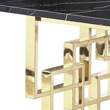 Load image into Gallery viewer, 79" Marble And Metal Double Pedestal Base Dining Table - Black / Gold