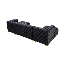 Load image into Gallery viewer, Tufted Velvet Modular U Shaped Sofa Chaise Sectional With Toss Pillows - Black