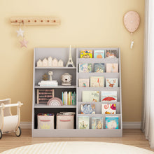 Load image into Gallery viewer, Bookshelf And Toy Storage Organizer, 4 Tier Bookcase With Display Stand For Playroom