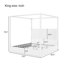 Load image into Gallery viewer, Luxury Canopy Bed With Plush Corduroy Upholstered Headboard