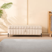 Load image into Gallery viewer, Wide Upholstered Storage Soft Bench Ottoman With Metal Legs