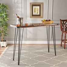 Load image into Gallery viewer, Modern Industrial Breakfast Bar Table, Metal Hairpin Legs & Wood Veneer Top - Natural