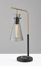Load image into Gallery viewer, Metal Desk Lamp With Light Gray Cone Shade - Black And Gold