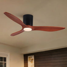 Load image into Gallery viewer, Low Profile Flush Mount Ceiling Fan With Light And Reversible Quiet Motor - Matte Black