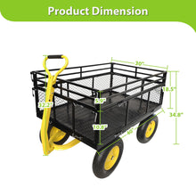 Load image into Gallery viewer, Steel Garden Cart, Heavy Duty 1400 Lbs Capacity, With Removable Mesh Sides To Convert Into Flatbed, Utility Metal Wagon With 2-In-1 Handle And 16 In Tires, Perfect For Garden, Farm, Yard - Black