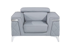 Load image into Gallery viewer, Top Grain Leather Club Chair - Light Blue And Silver