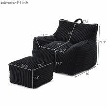 Load image into Gallery viewer, Giant Bean Bag Chair With Armrests And Footstool
