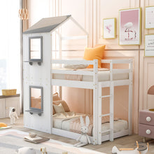 Load image into Gallery viewer, Bunk Bed Wood Bed & Roof, Window, Guardrail, Ladder