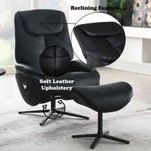 Load image into Gallery viewer, Labotina - Top Grain Leather Accent Chair With Swivel & Ottoman - Black