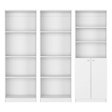 Load image into Gallery viewer, Eleven Tier Modular Bookcase With Two Doors (Set of 3) - White