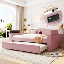 Load image into Gallery viewer, Upholstered Daybed With Storage Armrests, Trundle And Latest Integrated tooth Audio System