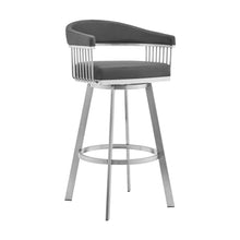 Load image into Gallery viewer, 25" Iron Swivel Backless Counter Height Bar Chair - Gray And Silver